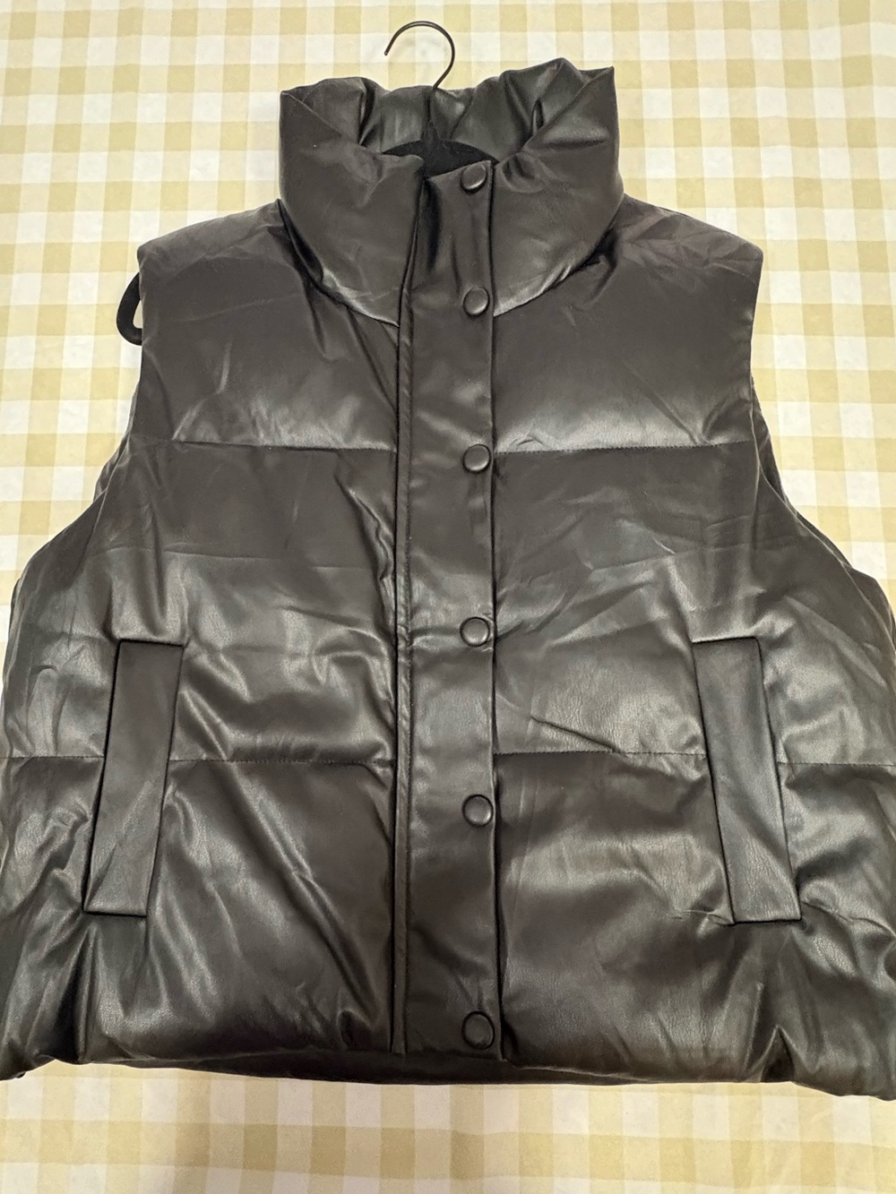 Women’s Black Puffer Vest with High Collar